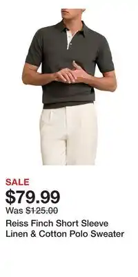 Nordstrom Reiss Finch Short Sleeve Linen & Cotton Polo Sweater offer