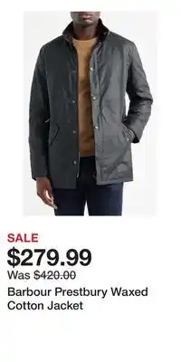 Nordstrom Barbour Prestbury Waxed Cotton Jacket offer