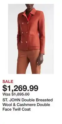 Nordstrom ST. JOHN Double Breasted Wool & Cashmere Double Face Twill Coat offer