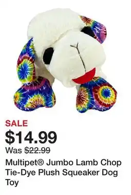 Petsmart Multipet Jumbo Lamb Chop Tie-Dye Plush Squeaker Dog Toy offer