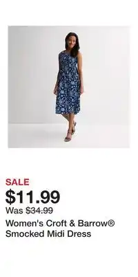 Kohl's Women's Croft & Barrow Smocked Midi Dress offer