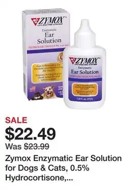 Petsmart Zymox Enzymatic Ear Solution for Dogs & Cats, 0.5% Hydrocortisone, Treats Ear Infections, 1.25 oz offer