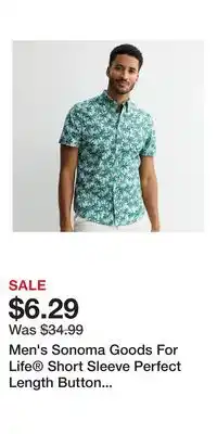 Kohl's Men's Sonoma Goods For Life Short Sleeve Perfect Length Button Down Shirt offer