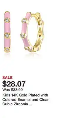 Kohl's Kids 14K Gold Plated with Colored Enamel and Clear Cubic Zirconia Hoop Earrings offer