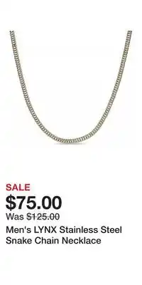 Kohl's Men's LYNX Stainless Steel Snake Chain Necklace offer