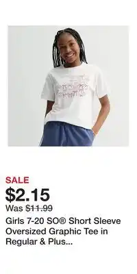 Kohl's Girls 7-20 SO Short Sleeve Oversized Graphic Tee in Regular & Plus Size offer