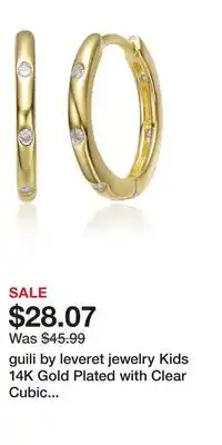 Kohl's guili by leveret jewelry Kids 14K Gold Plated with Clear Cubic Zirconia Hoop Earrings offer