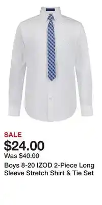 Kohl's Boys 8-20 IZOD 2-Piece Long Sleeve Stretch Shirt & Tie Set offer