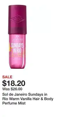 Kohl's Sol de Janeiro Sundays in Rio Warm Vanilla Hair & Body Perfume Mist offer