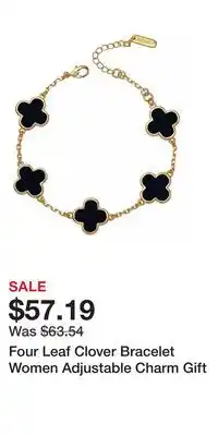 Kohl's Four Leaf Clover Bracelet Women Adjustable Charm Gift offer