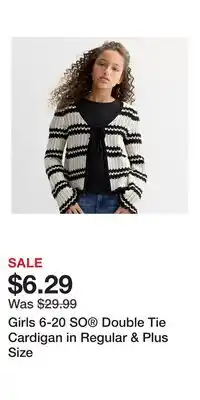 Kohl's Girls 6-20 SO Double Tie Cardigan in Regular & Plus Size offer