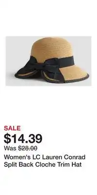Kohl's Women's LC Lauren Conrad Split Back Cloche Trim Hat offer