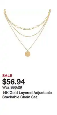 Kohl's 14K Gold Layered Adjustable Stackable Chain Set offer