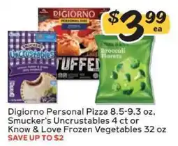 Winn Dixie Digiorno Personal Pizza, Smucker's Uncrustables, Know & Love Frozen Vegetables offer