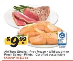 Winn Dixie Ahi Tuna Steaks or Fresh Salmon Fillets offer
