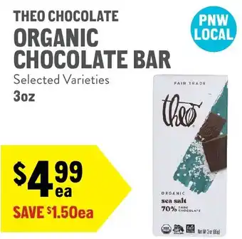 New Seasons Market Theo chocolate organic chocolate bar offer