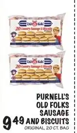 Foodarama Purnell's old folks sausage and biscuits offer