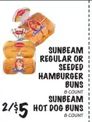 Foodarama Sunbeam regular or seeded hamburger buns offer