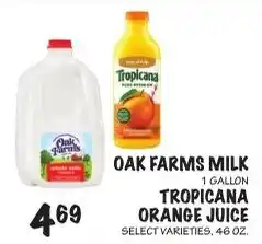 Foodarama Oak Farms milk, Tropicana orange juice offer