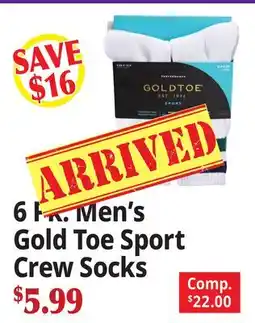 Ocean State Job Lot 6 Pk. Men's Gold Toe Sport Crew Socks offer