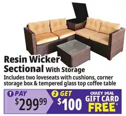 Ocean State Job Lot 4-Piece Resin Wicker Sectional with Storage Bin offer