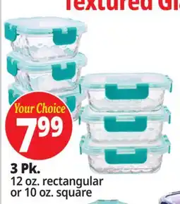 Ocean State Job Lot 3 Pk. 12 oz. rectangular or 10 oz. square Textured Glass Storage offer