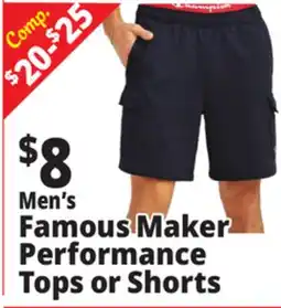 Ocean State Job Lot Men's Famous Maker Performance Tops or Shorts offer