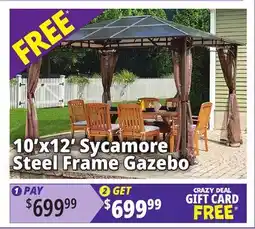 Ocean State Job Lot ShelterLogic 10' x 12' Sycamore Steel Frame Gazebo with Hardtop Roof Dark Coffee offer