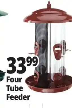Ocean State Job Lot Four Tube Bird Feeder Brown offer