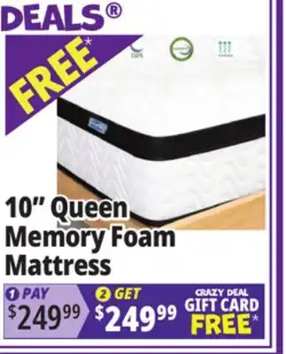 Ocean State Job Lot MOLBIUS 10 Medium Firm Feel Memory Foam Mattress Queen offer