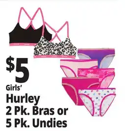 Ocean State Job Lot Girls' Hurley 2 Pk. Bras or 5 Pk. Undies offer