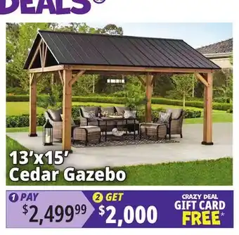 Ocean State Job Lot 13'x15' Cedar Gazebo offer