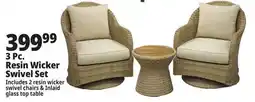 Ocean State Job Lot 3-Piece Resin Wicker Swivel Bistro Set offer