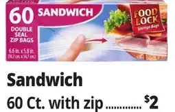 Ocean State Job Lot Food Lock Zip Close Sandwich Storage Bags 60 Count offer