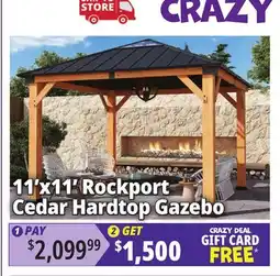 Ocean State Job Lot Rockport 11' x 11' Cedar Wood Hard Top Gazebo offer