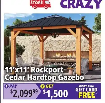 Ocean State Job Lot Rockport 11' x 11' Cedar Wood Hard Top Gazebo offer