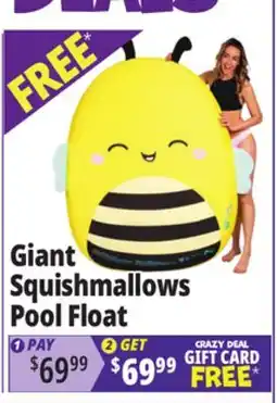 Ocean State Job Lot Squishmallows 5.25' Sunny The Bee Fabric Covered Pool Float offer
