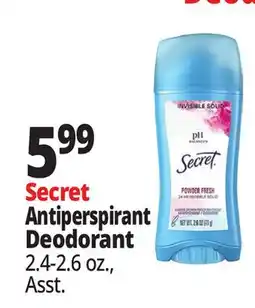Ocean State Job Lot Secret Antiperspirant Deodorant offer