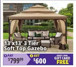 Ocean State Job Lot 13'x13' 3 Tier Soft Top Gazebo offer