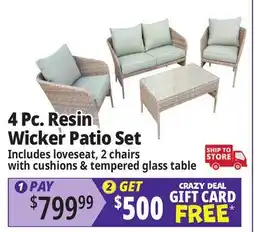 Ocean State Job Lot 4 Pc. Resin Wicker Patio Set offer
