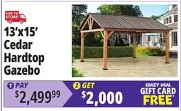 Ocean State Job Lot Liberty 13' x 15' Cedar Wood Hard Top Gazebo offer