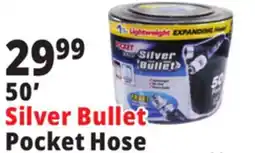 Ocean State Job Lot Pocket Hose Silver Bullet Garden Hose with Bonus Spray Nozzle 50' offer