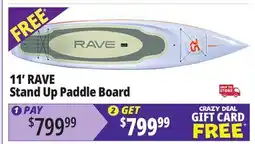 Ocean State Job Lot 11' RAVE Stand Up Paddle Board offer