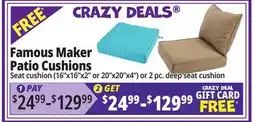 Ocean State Job Lot Famous Maker Patio Cushions offer