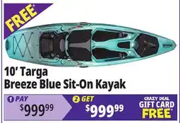 Ocean State Job Lot 10' Targa Breeze Blue Sit-On Kayak offer