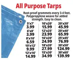 Ocean State Job Lot All-Purpose Tarps offer