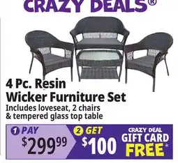 Ocean State Job Lot 4-Piece All-Weather Resin Wicker Set Dark Brown offer
