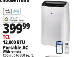 Ocean State Job Lot TCL 12 000 BTU (8 350 DOE) Smart Portable Air Conditioner offer