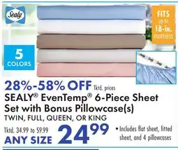 Boscov's SEALY EvenTemp 6-Piece Sheet Set with Bonus Pillowcase(s) offer