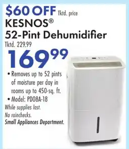 Boscov's KESNOS 52-Pint Dehumidifier offer